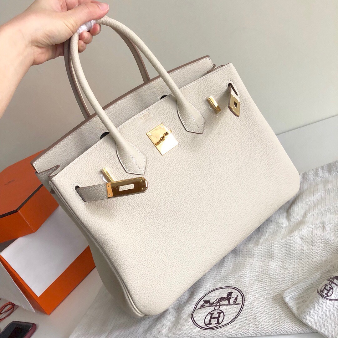 Hermes Birkin 35CM Togo Leather Handbag Cream White